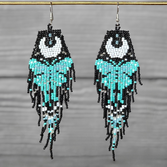Handmade Butterfly Beaded Earrings Fringe Boheme Jewelry Dangle Boho Retro Y2K - Picture 1 of 2